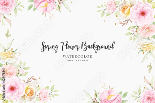 pink watercolor floral background design