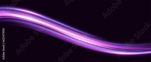 Neon speed lines. Dynamic light motion traces. Light trace wave, trace line.	