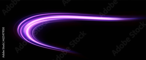 neon multicolored glowing swirl. The effect of moving at the speed of light. Easy trail. Shiny wavy path. Vector.