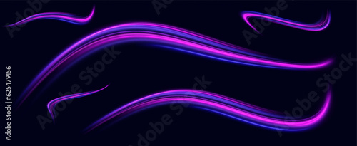 neon multicolored glowing swirl. The effect of moving at the speed of light. Easy trail. Shiny wavy path. Vector.