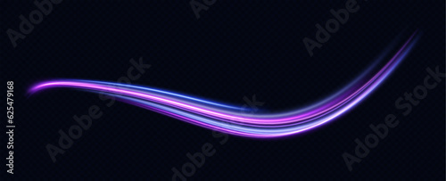 neon multicolored glowing swirl. The effect of moving at the speed of light. Easy trail. Shiny wavy path. Vector.