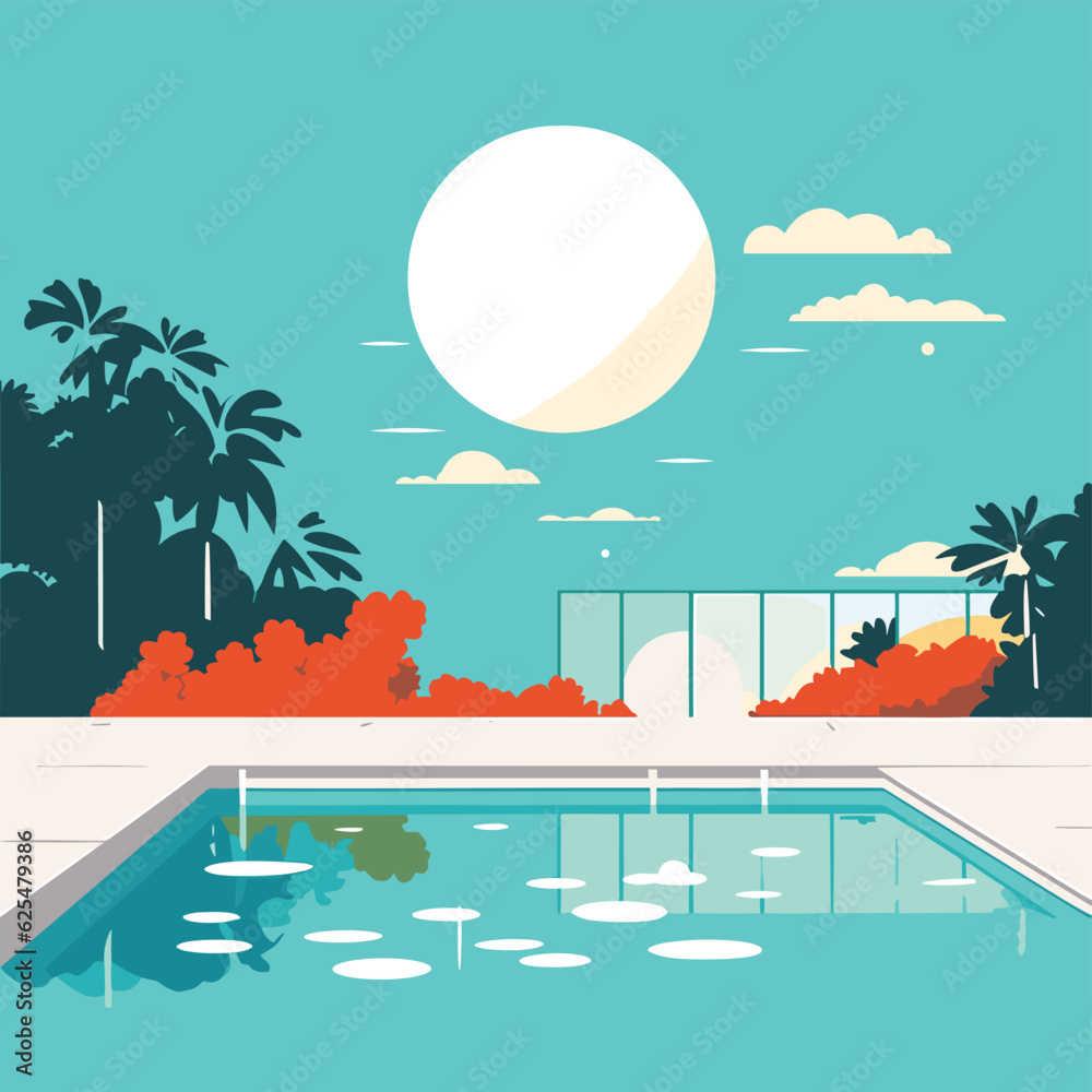 pool vector flat minimalistic asset isolated illustration
