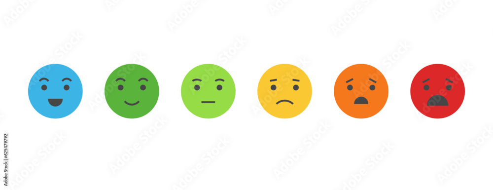 Pain measurement scale, icon set of emotions from happy to crying Pain measurement scale, icon set of emotions from happy to crying