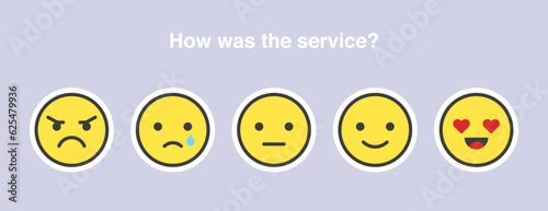 Reviews or rating scale with emoji representing different emotions