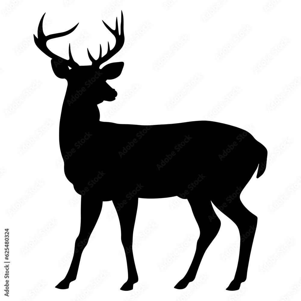 Obraz premium Deer silhouette. Side view. Vector illustration