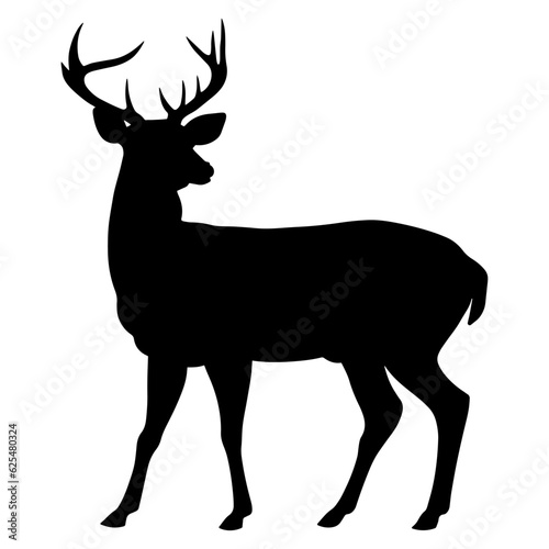 Deer silhouette. Side view. Vector illustration