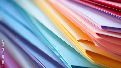 A table with colored paper sheets