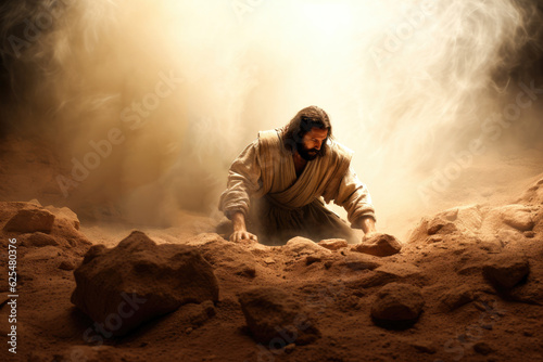 Fotografia Jesus Christ in Creation creating all things including man from the dust of the