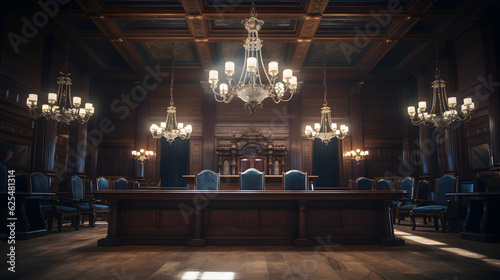 Vacant Courtroom Building Illustration
