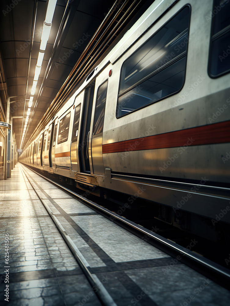 Train Journey through a Bustling Metro Station Train Journey through a Bustling Metro Station