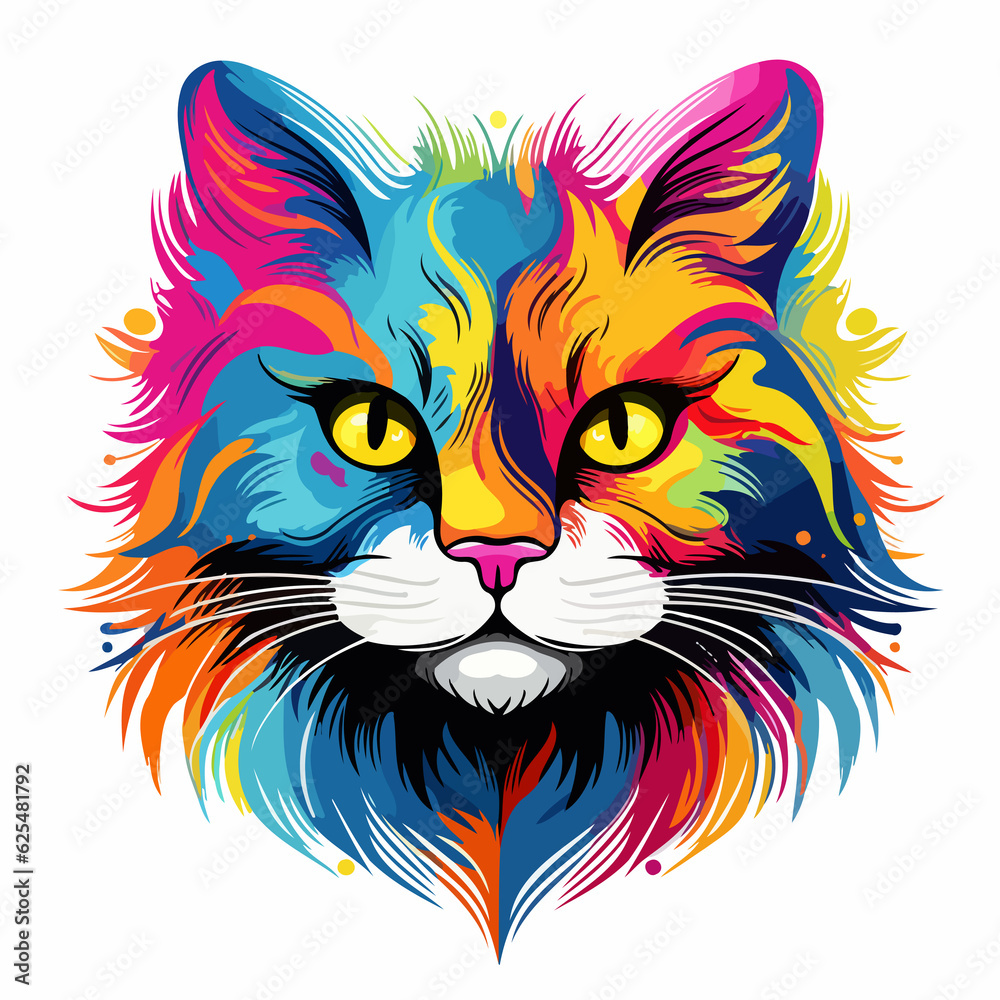 Cat in pop art style on white background. AI generated