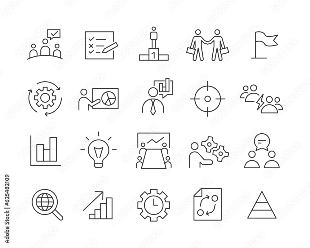 Business Strategy Icons - Vector Line. Editable Stroke.
