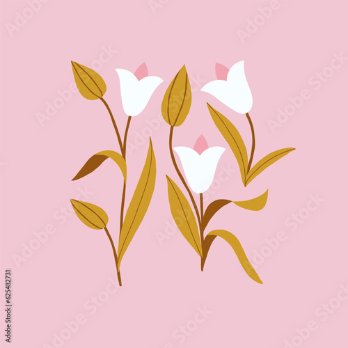 Vintage floral arrangement with tulips in vintage style. Vector illustration