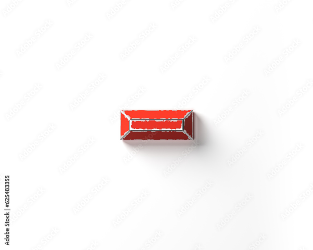 Symbols made of red painted metal with scratched borders. 3d illustration of red iron figures isolated on white background Symbols made of red painted metal with scratched borders. 3d illustration of red iron figures isolated on white background