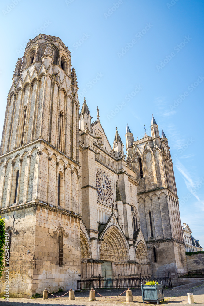 View at the Cathedral of Saint Peter in the streets of Poitiers - France