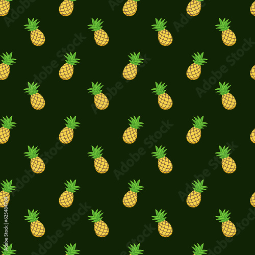 Seamless patten with sweet yellow pineapples. Repeated background. Colorful and flat design