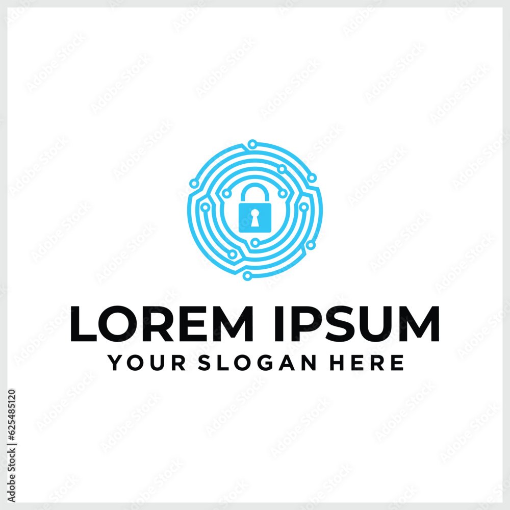 Fingerprint with padlock logo design vector, Security app with fingerprint touch, Protection and safety of personal data, Access system verification scan and personal identification, Flat illustration
