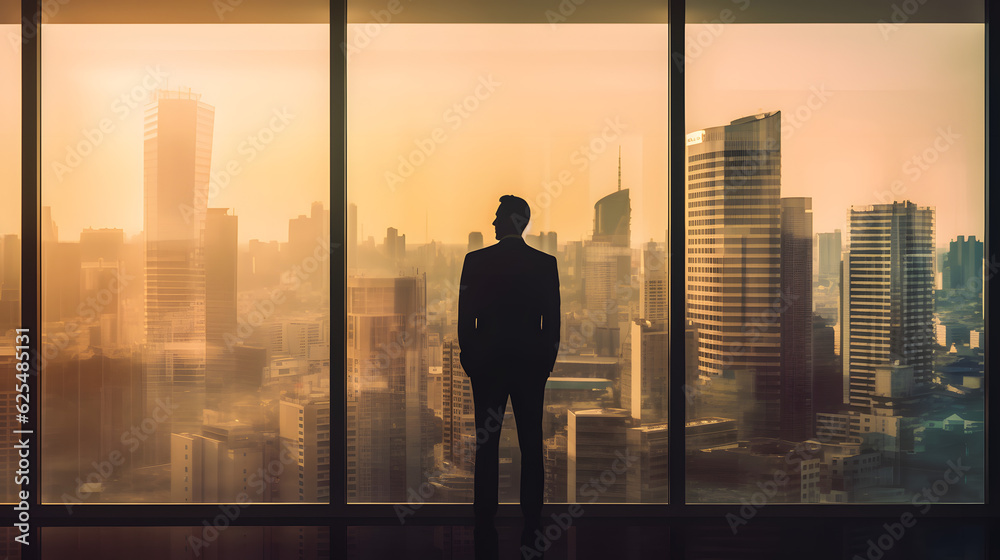 Businessman Gazing at City Skyline from High-Rise
Businessman Gazing at City Skyline from High-Rise
