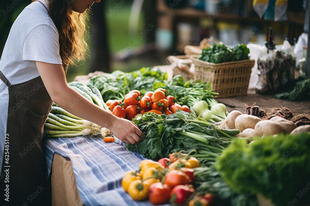 woman with vegetables in the market