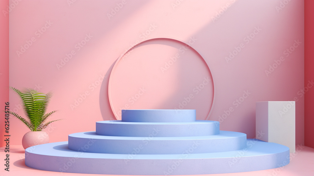 3d Pastel podium for your product. Generative AI.