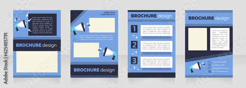 Social media announcement blue blank brochure layout design. Promo service. Vertical poster template set with empty copy space for text. Premade corporate report collection. Editable flyer paper pages