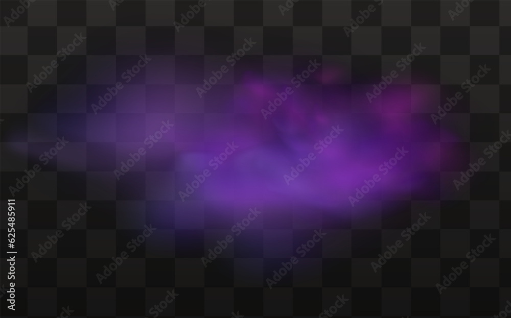 Realistic scary mystical fog in night Halloween. Purple poisonous gas, dust and smoke effect on transparent dark background.Vector illustration. Realistic scary mystical fog in night Halloween. Purple poisonous gas, dust and smoke effect on transparent dark background.Vector illustration.