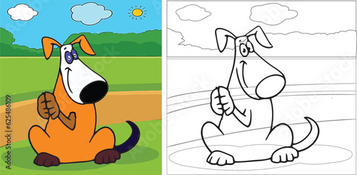 Fototapeta Naklejka Na Ścianę i Meble -  Puppy coloring pages,Dog coloring pages, Coloring Book Page with Dog, Coloring page outline of a cute dog,Animal Coloring page for Kids Children stock vector illustration