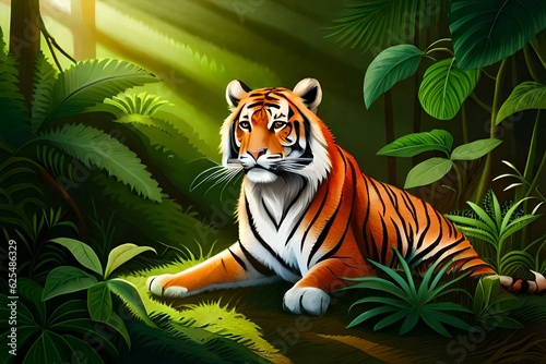 tiger in the jungle with AI technology