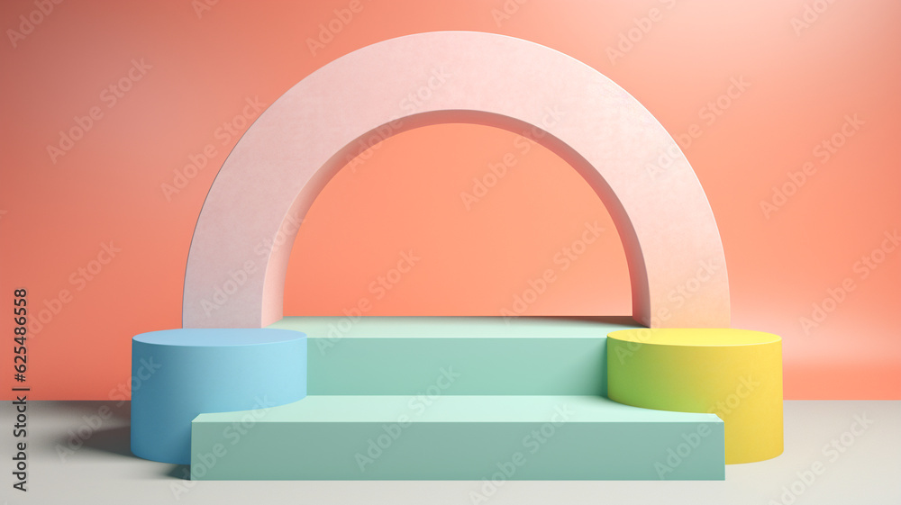 3d Pastel podium for your product. Generative AI. 3d Pastel podium for your product. Generative AI.