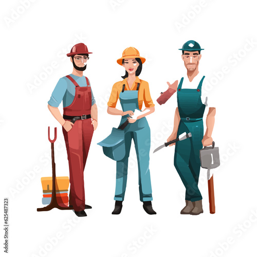 group of workers with tools