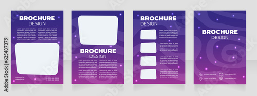 Announcement about planetarium show blank brochure design. Template set with copy space for text. Premade corporate reports collection. Editable 4 paper pages. Arial Black, Regular fonts used