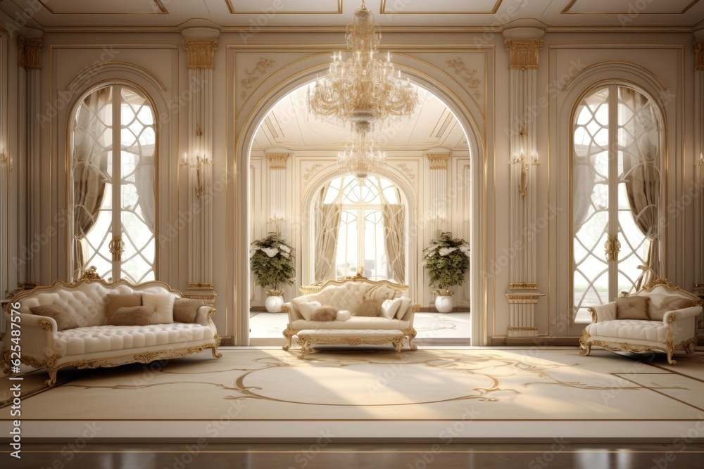 Opulent home interior featuring spacious sliding doors.