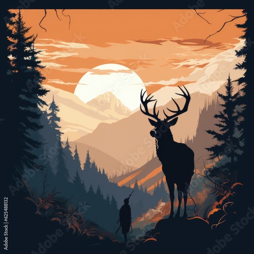 Deer illustration, AI generated Image © musa