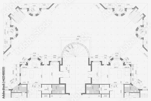 Architectural background. Building construct plan. Interior design sketch draw. Home floor architect pattern. Office reconstruction project. Abstract technology illustration. Vector blueprint.