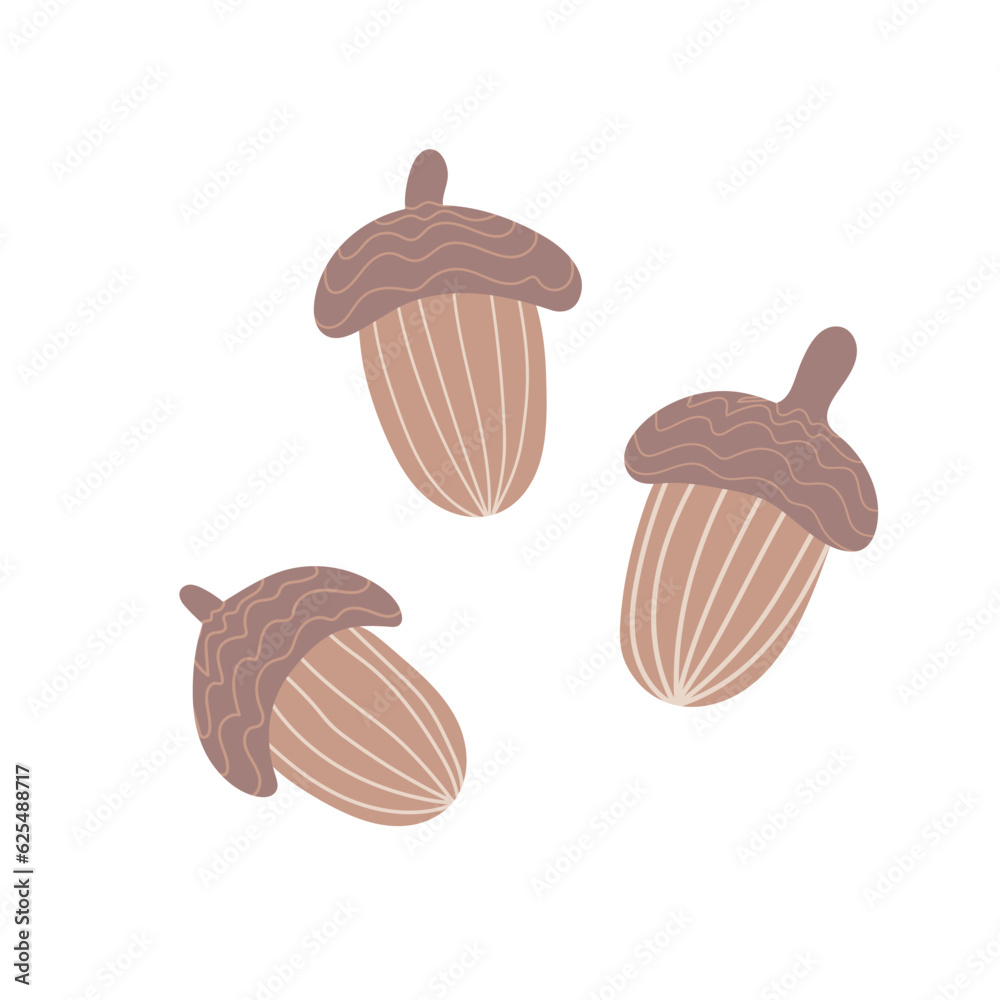 Simple Autumn oak acorns. Hand drawn element for autumn decorative design, halloween invitation, harvest or thanksgiving. Vector illustration Simple Autumn oak acorns. Hand drawn element for autumn decorative design, halloween invitation, harvest or thanksgiving. Vector illustration