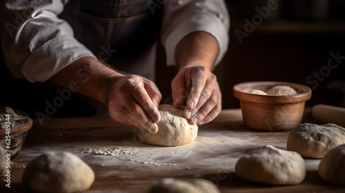 Baker baking bread on Table 