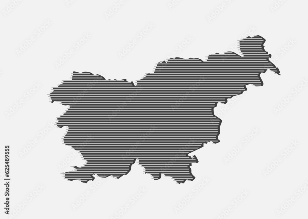 Abstract map Slovenia,, parallel white lines