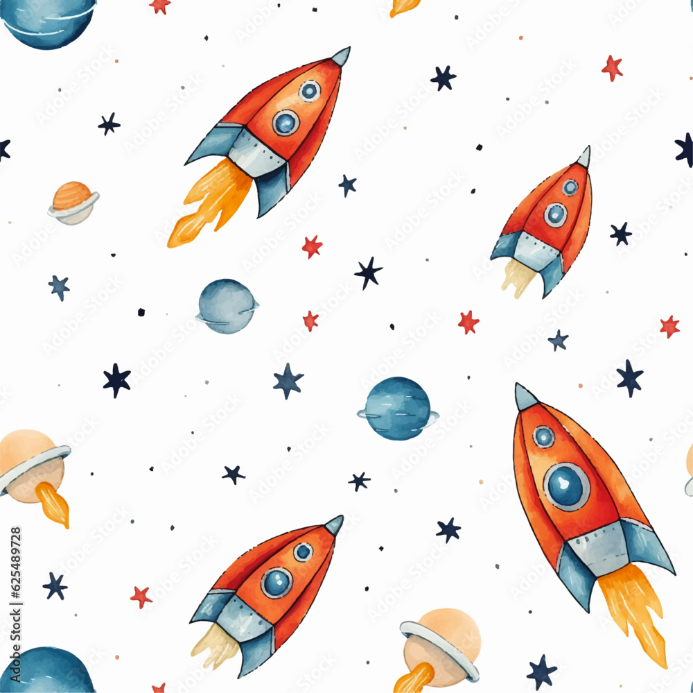 Space rocket seamless pattern vector Space rocket seamless pattern vector