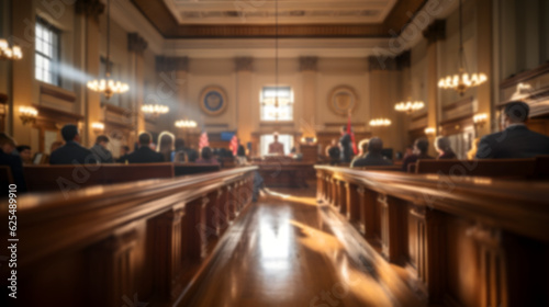 Blurred Courtroom with People Present