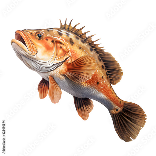 Red fish isolated on white png transparent background