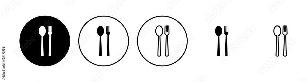 spoon and fork icon set. spoon, fork and knife icon vector. restaurant icon