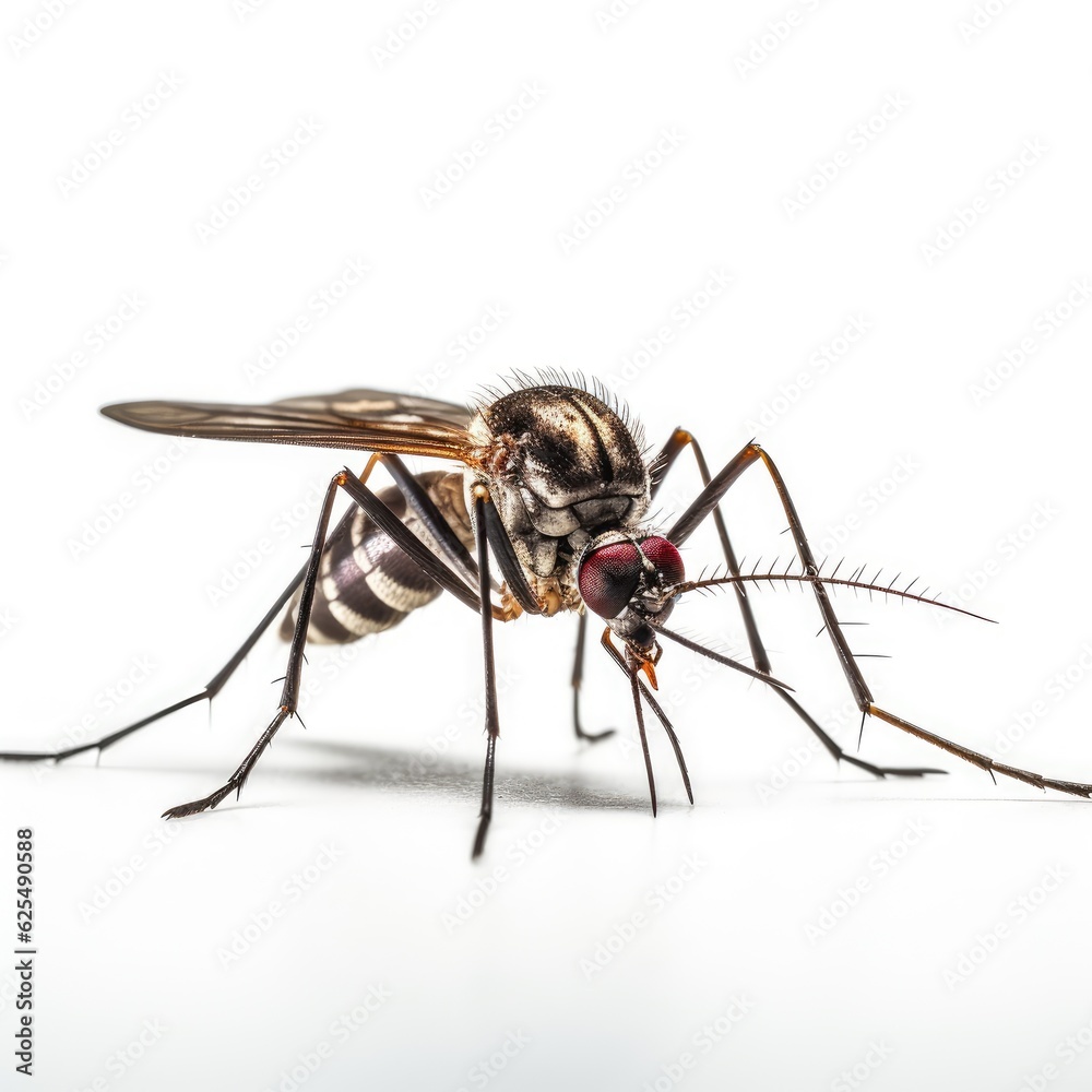 Fototapeta premium Mosquito in white background, AI generated Image