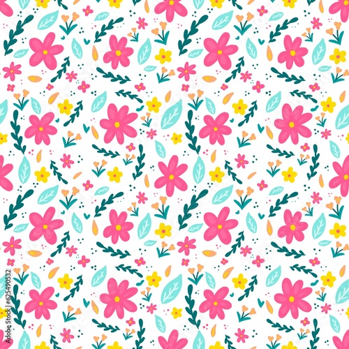 Simple floral pattern with green leaves on a white background