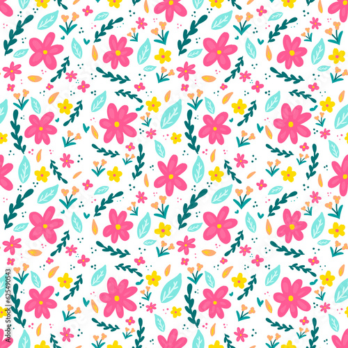 seamless pattern with flowers Floral pattern on white background