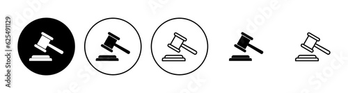 Gavel icon set. judge gavel icon vector. law icon vector. auction hammer