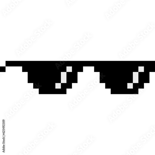 Pixel glasses of thug life meme. Sunglasses icon. Vector Illustration