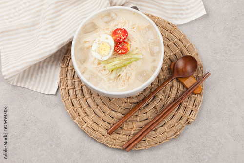 Noodles made by rolling in soybean soup. It is mainly eaten on ice in summer. photo