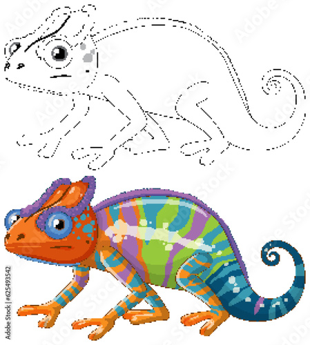 Cute colourful chameleon cartoon isolated