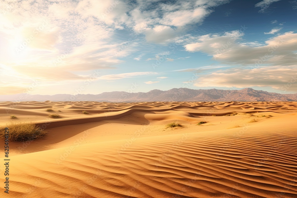 Endless Sand Dunes: A Desolate Beauty in the Desert Background, generative AI
