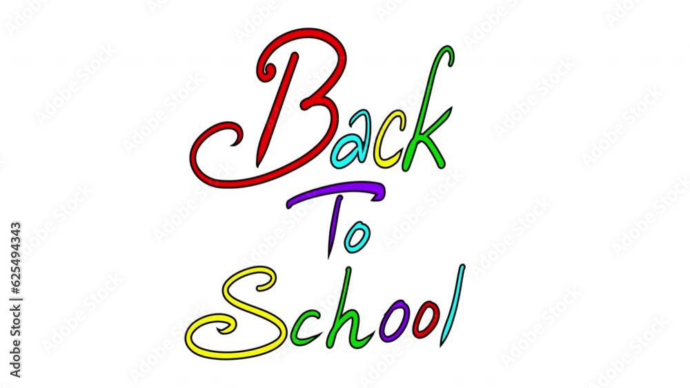 Hand Drawn Animated Back to School Colorful Text Design. Hand Written Colorful Lettering Creative Design for Back to school and Educational New Year Celebration Isolated on White Background Hand Drawn Animated Back to School Colorful Text Design. Hand Written Colorful Lettering Creative Design for Back to school and Educational New Year Celebration Isolated on White Background